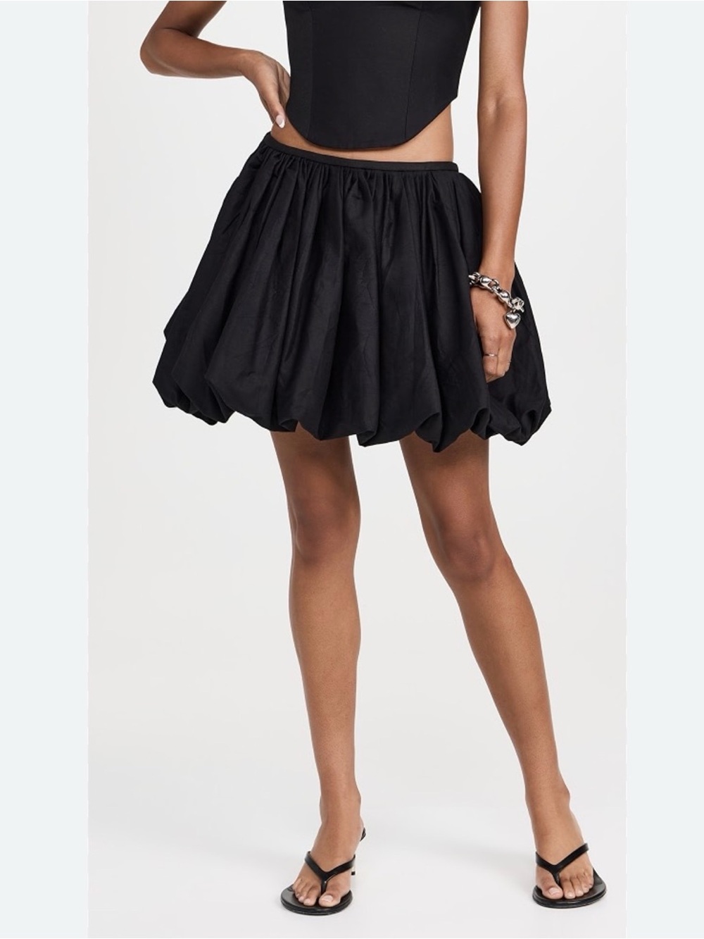 H&M Black Bubble Mini Skirt - Voluminous Gathered Hem